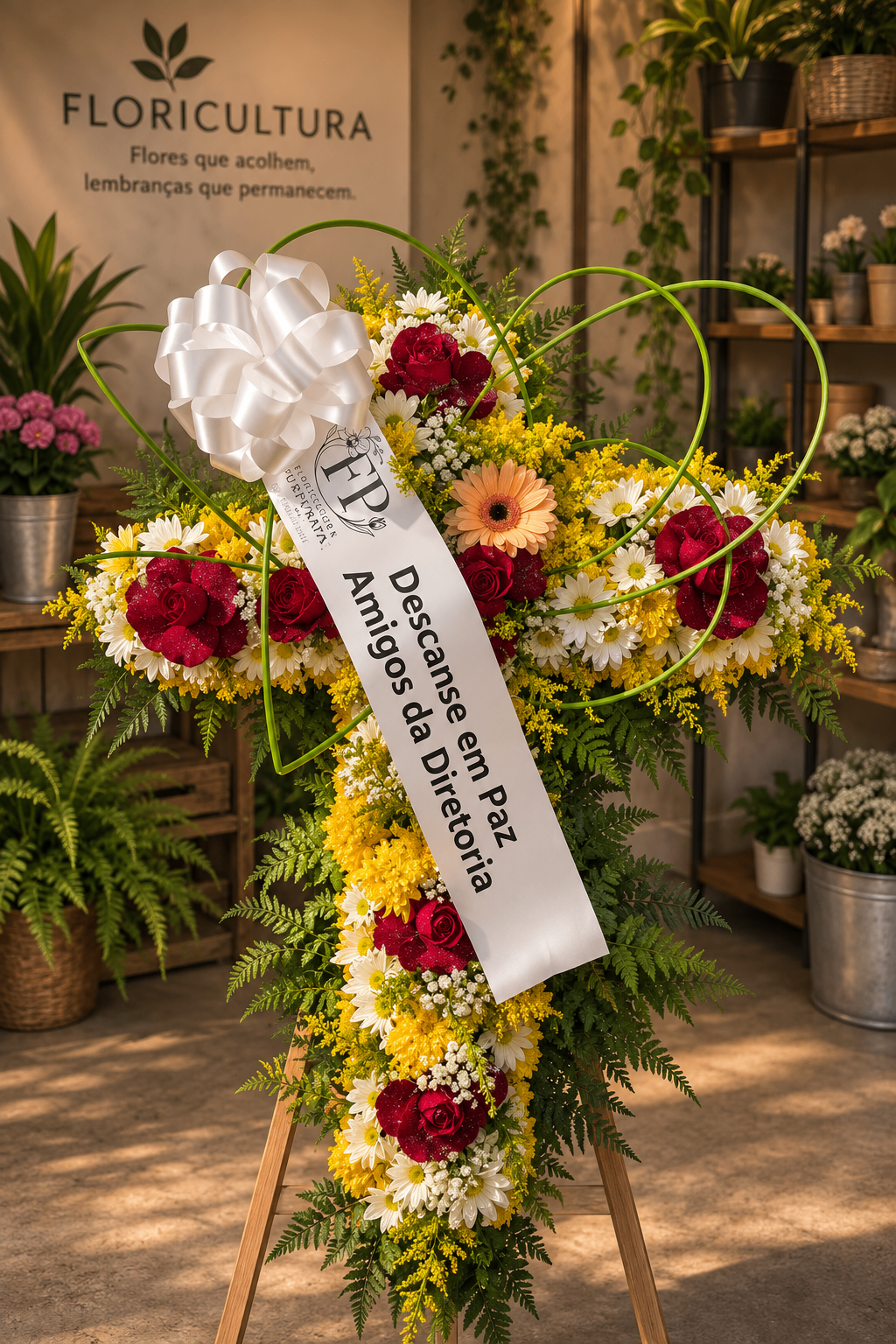 Coroa de flores para velório modelo Coroa Cruz — foto 1