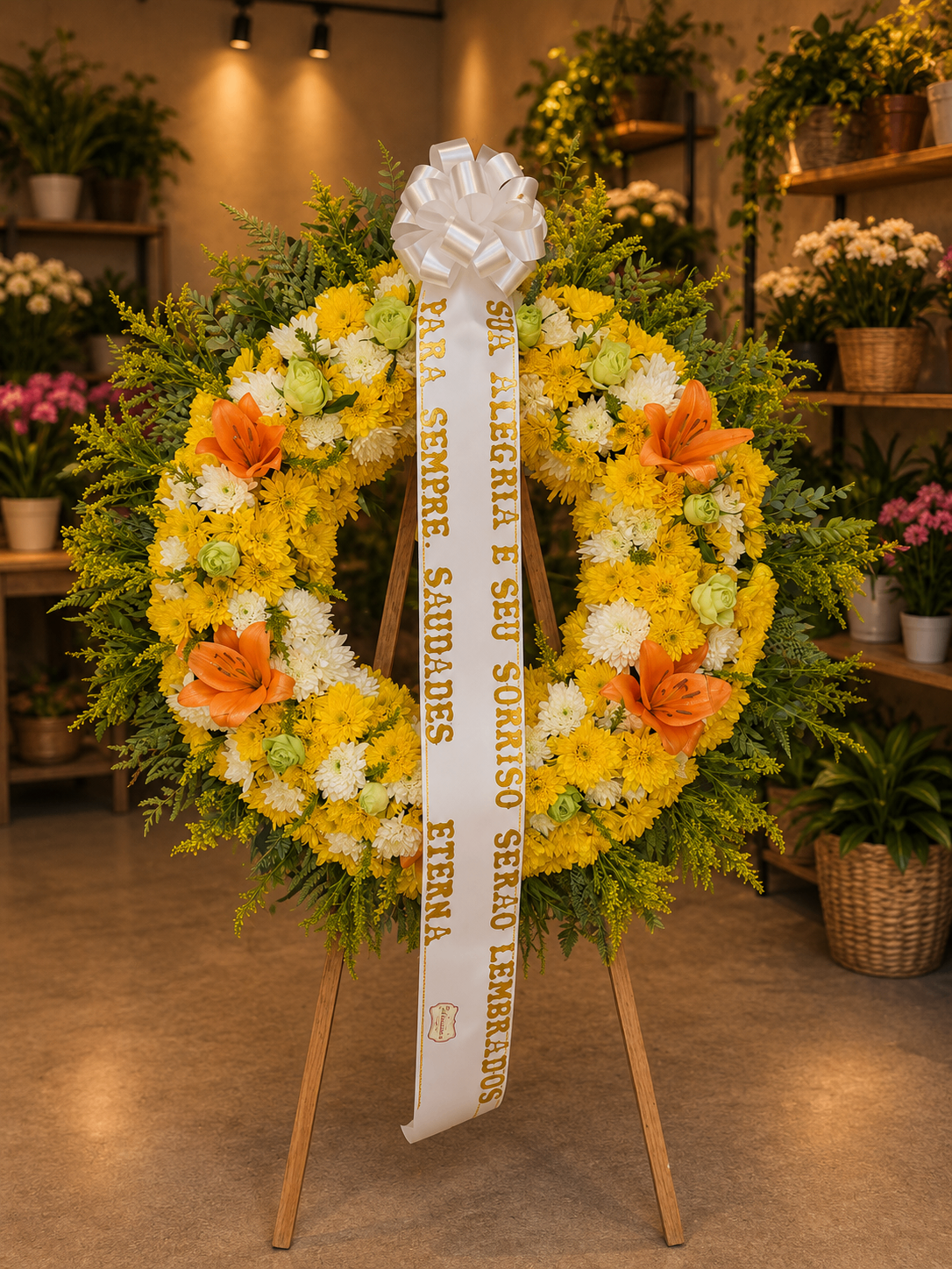 Coroa de flores para velório modelo Coroa Redonda Vazada — foto 1
